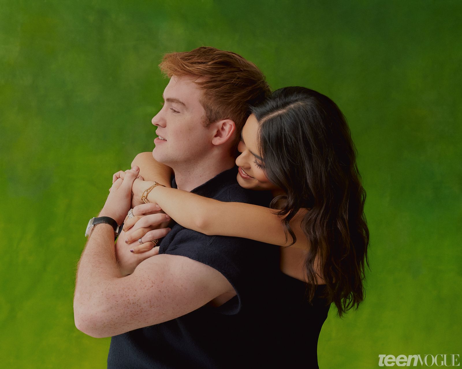 Rachel puts her arms around Kit.